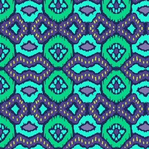 peacock ikat diamond feathers coordinate
