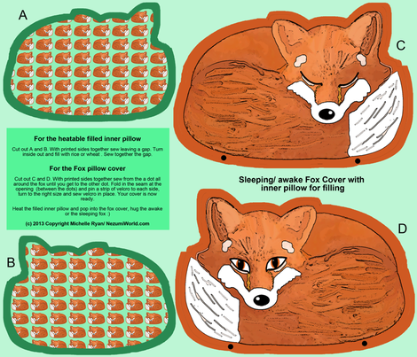 Mr Fox Awake/ Asleep Cover fabric by nezumiworld on Spoonflower - custom fabric