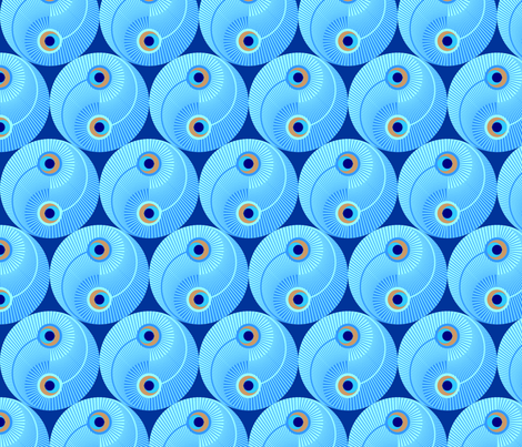 yinyang feathers - blue fabric by sef on Spoonflower - custom fabric