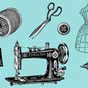 Vintage Sewing Aqua