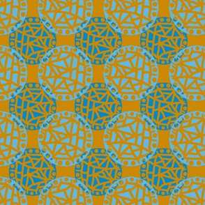 Retro Circle Stamp - Rust and Blue