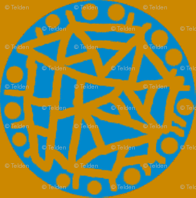 Retro Circle Stamp - Rust and Blue Simple