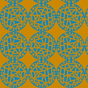 Retro Circle Stamp - Rust and Blue Simple
