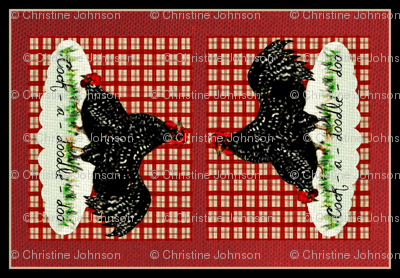 Rooster and Hen tea towel 