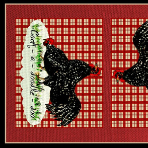 Rooster and Hen tea towel 