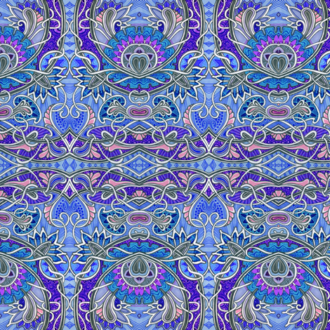 Blue Strawberry Scallop Paisley Vine A Go Go fabric by edsel2084 on Spoonflower - custom fabric
