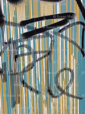 Symphony of Tagging in Teal, Ochre, Black and White