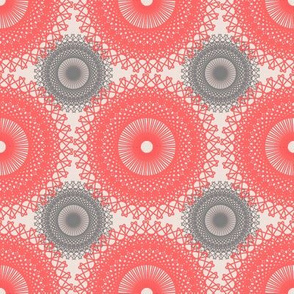 Shabby Chic Doilies - Salmon Pink and Gray