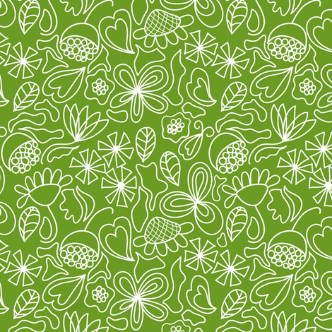 Snowflake flowers on green