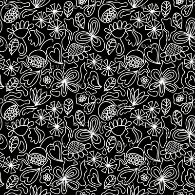 Black and white floral