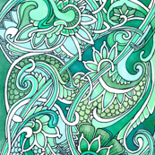 Emerald Paisley Romance in Hearts and Dragon Hide