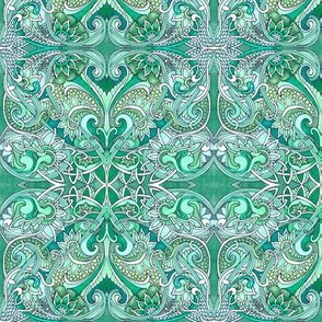 Emerald Paisley Romance in Hearts and Dragon Hide