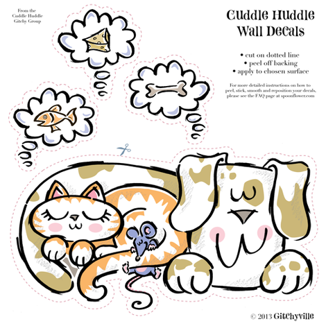 Cuddle Huddle Wall Decal 15 x 15 fabric by gitchyville_stitches on Spoonflower - custom fabric
