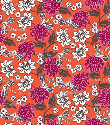 Japanese large floral orange