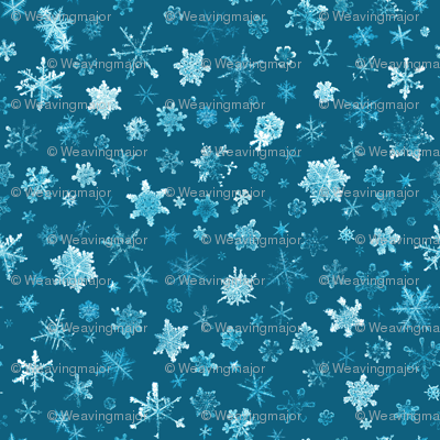 photographic snowflakes on cyan