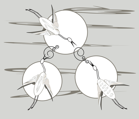 Cranes_in_sterling fabric by designerg on Spoonflower - custom fabric