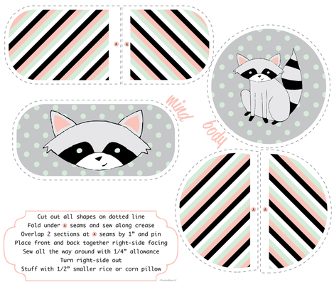 Cuddly Racoon Rice Pillow Set fabric by jacinda on Spoonflower - custom fabric