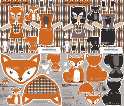 fox pillow and fox softie toy cut and sew pattern