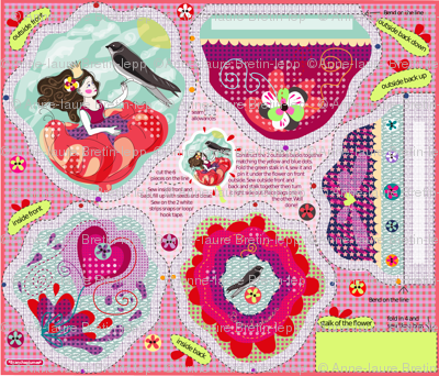 cut and sew Poucette and the Swallow, critter pillow