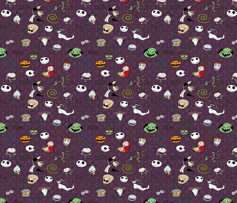 Nightmare Before Christmas Collection Purple fabric by kyatastic on Spoonflower - custom fabric