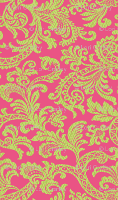 Damask Scroll Preppy Pink