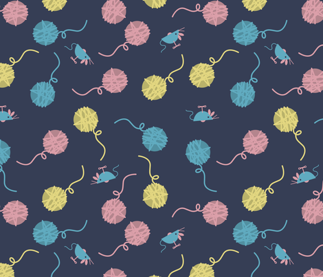 Yarn & Mouse fabric by edmillerdesign on Spoonflower - custom fabric