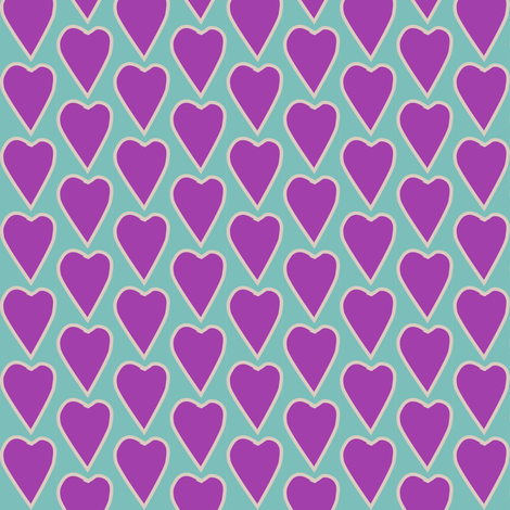 Love explosion sm heart on bluegreen lt-tan lines fabric by mina on Spoonflower - custom fabric