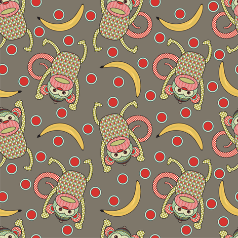 Mr. Marbles the Monkey - Dark fabric by mag-o on Spoonflower - custom fabric