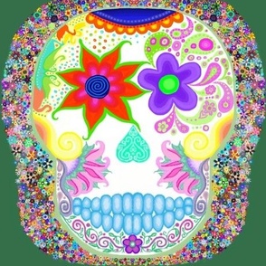 Scull flower, large surrounded by tiny flowers
