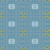 All together zodiac signs coordinating fabric grey on dust blue corners-ch