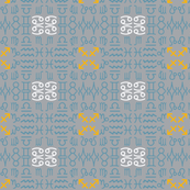 All together zodiac signs coordinating fabric on blue on dust blue corners