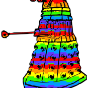 Doctor Who Inspired Rainbow Daleks on White