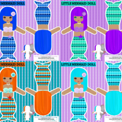 rag dolls: mermaids - cut and sew pattern template