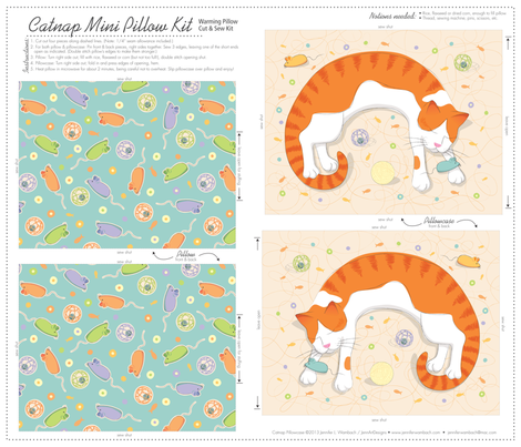 Catnap Mini Pillow fabric by jennartdesigns on Spoonflower - custom fabric