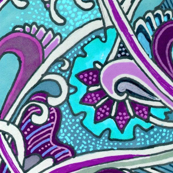Aqua and Purple Heart, Scallop, and Paisley Waltz 