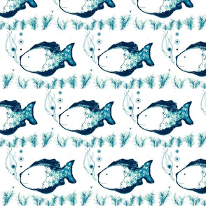 Placid Bubbles  (blue and navy)