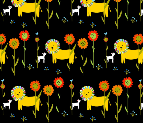 Lion and Lamb fabric by kiwiandsteve on Spoonflower - custom fabric