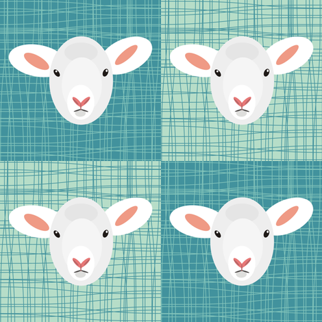 Aqua Lamb fabric by smuk on Spoonflower - custom fabric