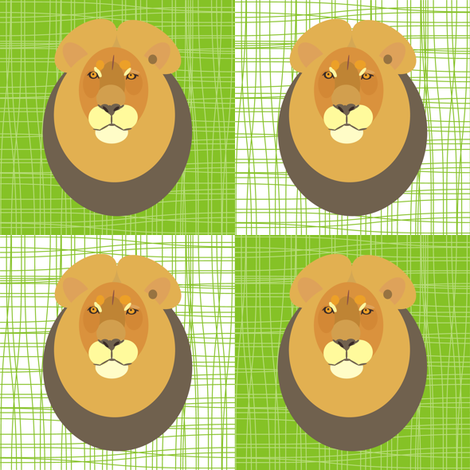 Lion Lying on Grass fabric by smuk on Spoonflower - custom fabric