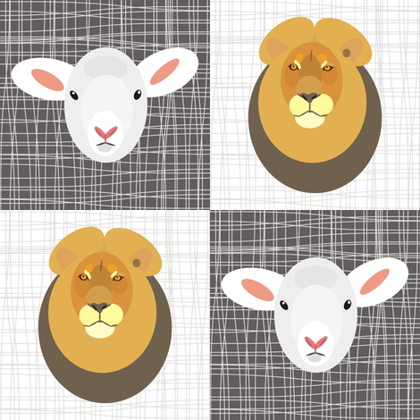 Lion Lamb Licorice fabric by smuk on Spoonflower - custom fabric