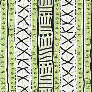 Mudcloth Inspired - black, white and green