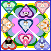 Hawk Family With Hearts In Squares