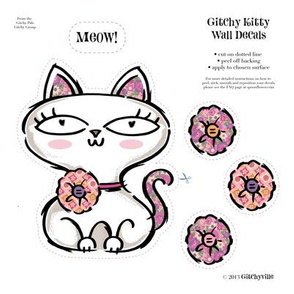 Gitchy Kitty Wall Decal   15 x 15