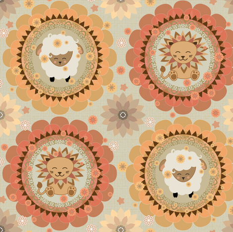 Lions and Lambs fabric by kimsa on Spoonflower - custom fabric