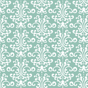 damask faded teal and white