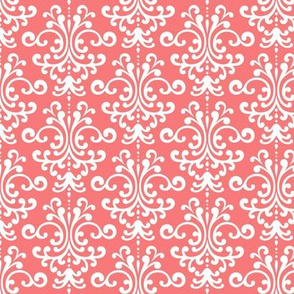damask coral and white