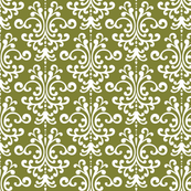 damask olive green and white