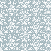 damask slate blue and white