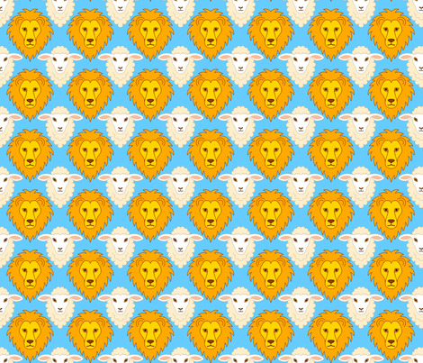 lion + lamb portraits fabric by sef on Spoonflower - custom fabric