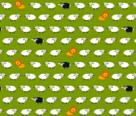 Lamb and lion meadow fabric by domoshar on Spoonflower - custom fabric
